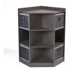 Badger Basket Corner Cubby Storage Unit with 4 Reversible Baskets Charcoal: 9 Compartments, 10 Shelves, MDF Frame