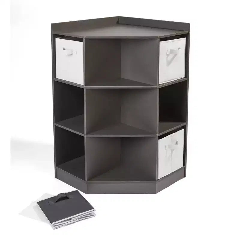 Meuble de rangement d'angle Badger Basket Cubby avec 4 paniers réversibles anthracite : 9 compartiments, 10 étagères, cadre en MDF