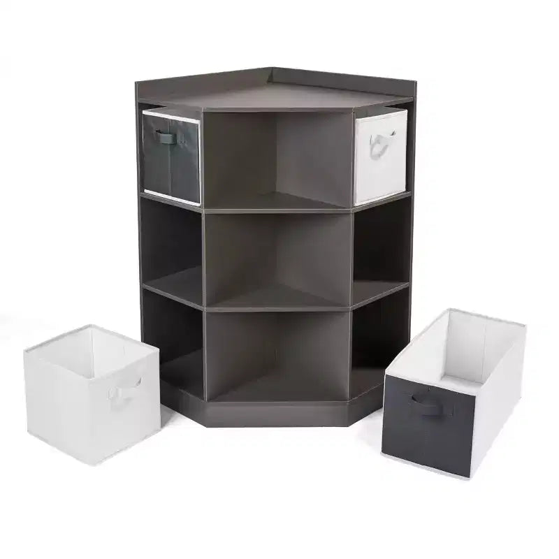 Meuble de rangement d'angle Badger Basket Cubby avec 4 paniers réversibles anthracite : 9 compartiments, 10 étagères, cadre en MDF