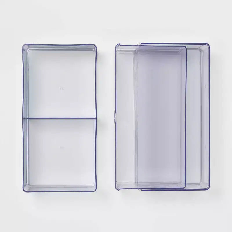 Tiroir empilable transparent - Brightroom™ : Rangement utilitaire en plastique, 2 tiroirs, 15,2 x 15,2 x 15,2 cm, Organisateur de toilette