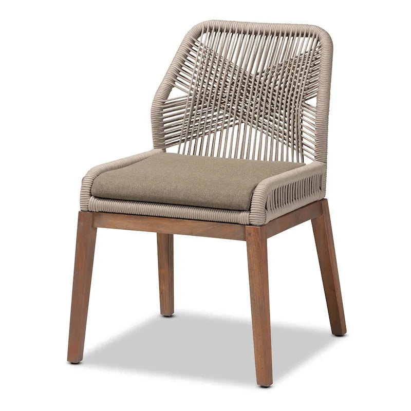 Chaise de salle à manger en acajou tressé de style transitionnel moderne — Gris
