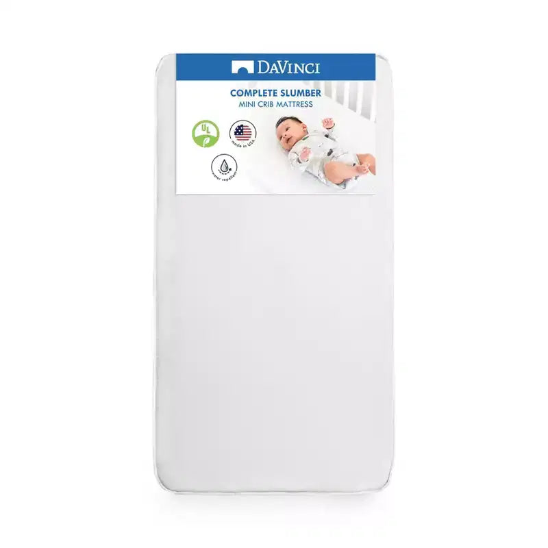 DaVinci Complete Slumber Mini Crib Mattress, Greenguard Gold Certified: Medium Firm, 4.5" Thickness, 100% Organic Cotton Cover