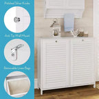 Meuble à Linge Double RiverRidge Ellsworth avec Poubelle Basculante et Sac de Rangement en Tissu Amovible - Blanc