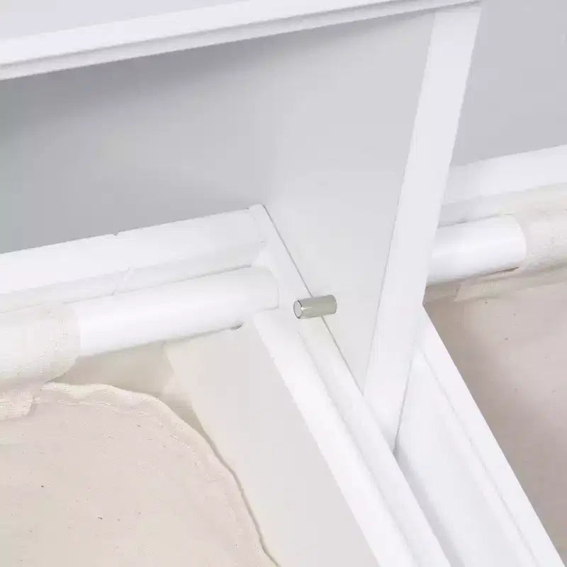 Meuble à Linge Double RiverRidge Ellsworth avec Poubelle Basculante et Sac de Rangement en Tissu Amovible - Blanc