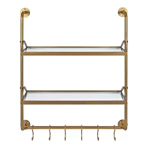 Étagère murale en métal Marit de 26 po x 31 po doré - Kate & Laurel All Things Decor