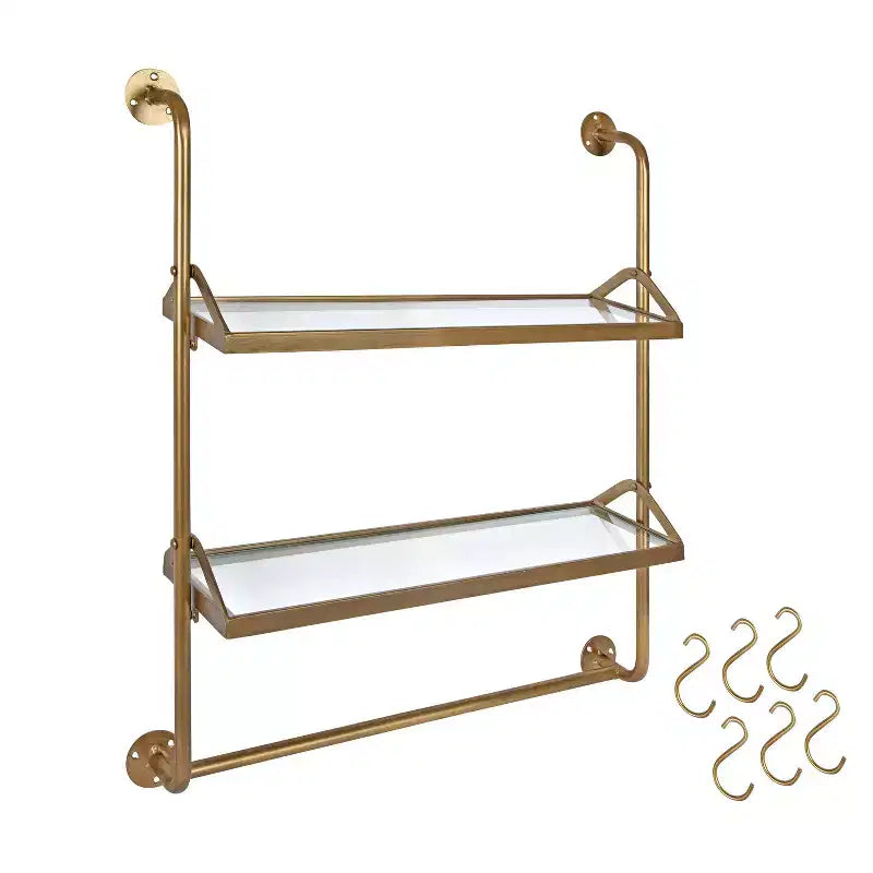 Étagère murale en métal Marit de 26 po x 31 po doré - Kate & Laurel All Things Decor