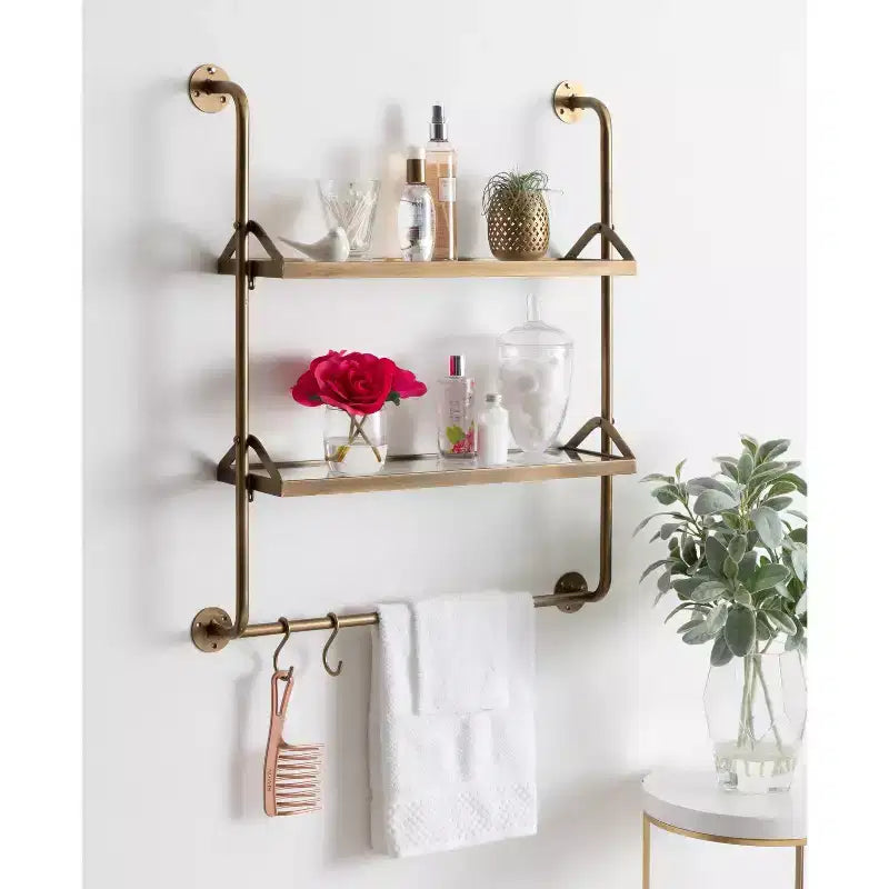 Étagère murale en métal Marit de 26 po x 31 po doré - Kate & Laurel All Things Decor