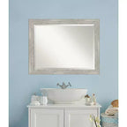 Miroir mural de salle de bain encadré gris colombe de 46 po x 36 po – Amanti Art : Rectangle moderne, cadre en bois, montage mural