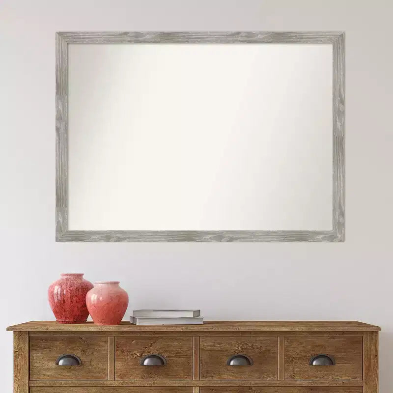 Miroir mural carré de salle de bain Dove non biseauté 41" x 30" Gris délavé - Amanti Art : Cadre en polystyrène, Fixation murale