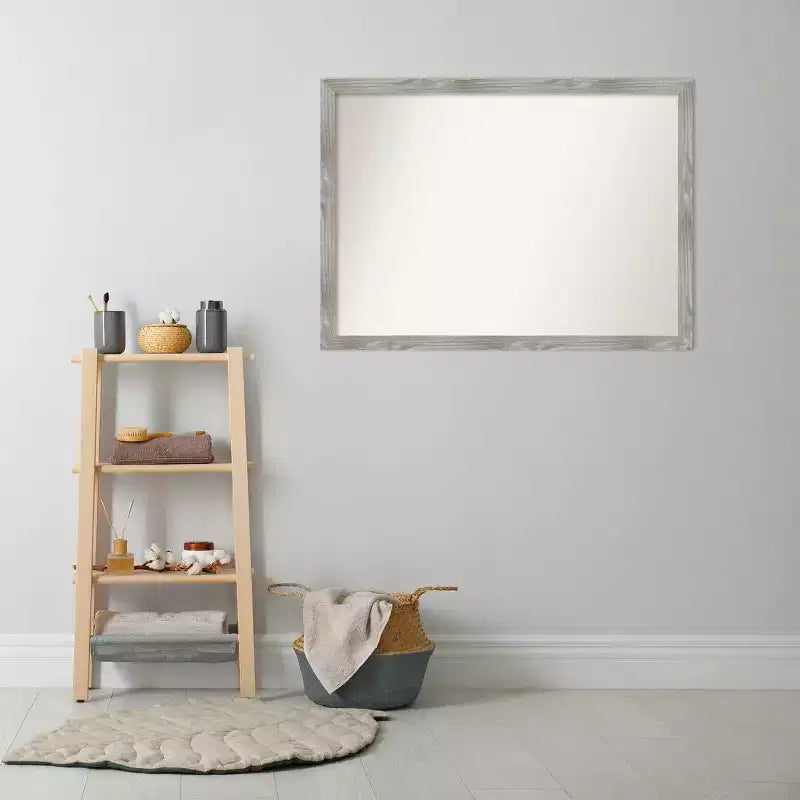 Miroir mural carré de salle de bain Dove non biseauté 41" x 30" Gris délavé - Amanti Art : Cadre en polystyrène, Fixation murale