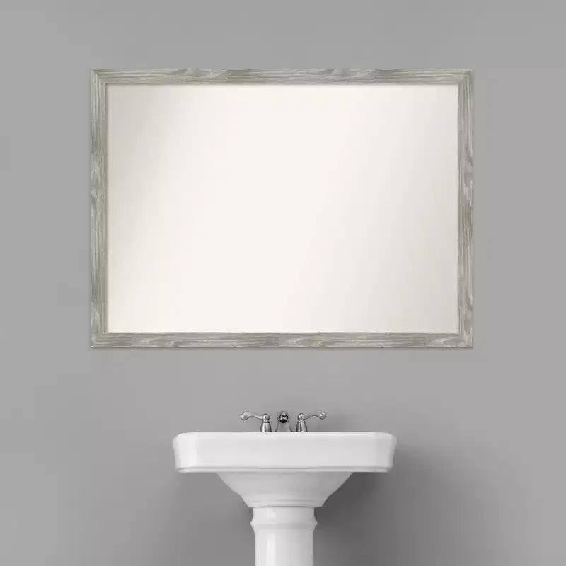 Miroir mural carré de salle de bain Dove non biseauté 41" x 30" Gris délavé - Amanti Art : Cadre en polystyrène, Fixation murale