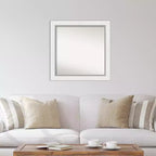 Miroir mural Eva blanc argenté 32" x 32" sans biseau - Amanti Art : Carré moderne, quincaillerie de montage incluse