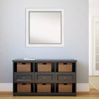 Miroir mural Eva blanc argenté 32" x 32" sans biseau - Amanti Art : Carré moderne, quincaillerie de montage incluse