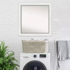 Miroir mural Eva blanc argenté 32" x 32" sans biseau - Amanti Art : Carré moderne, quincaillerie de montage incluse