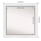 Miroir mural Eva blanc argenté 32" x 32" sans biseau - Amanti Art : Carré moderne, quincaillerie de montage incluse