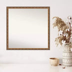 Miroir mural en bois de 71 cm x 71 cm, bronze antique, non biseauté - Amanti Art