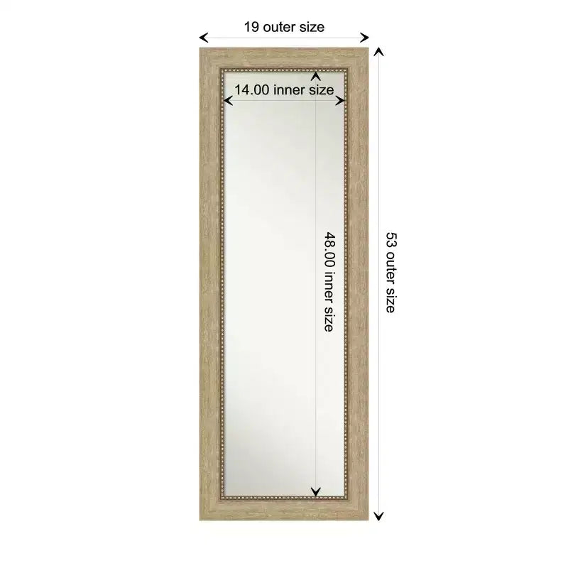 Miroir de porte plein pied Astor Champagne non biseauté de 19" x 53" - Amanti Art : Quincaillerie de montage incluse, cadre en polystyrène
