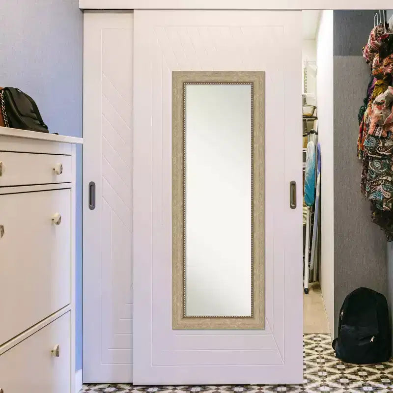 Miroir de porte plein pied Astor Champagne non biseauté de 19" x 53" - Amanti Art : Quincaillerie de montage incluse, cadre en polystyrène