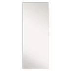 28" x 64" Wedge Framed Full Length Floor/Leaner Mirror White - Amanti Art: Modern Style, Polystyrene Frame, Wall Mount