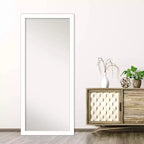 Miroir pleine longueur de 28" x 64" avec cadre en forme de coin pour poser au sol/s'appuyer, blanc - Amanti Art : style moderne, cadre en polystyrène, fixation murale