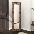 Miroir sur pied en bois rustique marron - Olivia & May : sur pied, décoratif, en bois orné, aucun assemblage requis