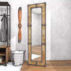 Miroir sur pied en bois rustique marron - Olivia & May : sur pied, décoratif, en bois orné, aucun assemblage requis