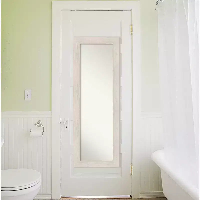 Miroir pleine longueur de 48,26 cm x 134,62 cm avec cadre en bois dur blanc à suspendre à la porte - Amanti Art : À suspendre à la porte, Corps, Aucun assemblage requis
