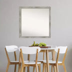 Miroir mural carré 29 po x 29 po sans biseau, gris colombe délavé - Amanti Art