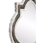 Miroir Mural Blanc Trèfle en Bois - Olivia & May : Incrustation en Fer Baroque, Aucun Assemblage Requis