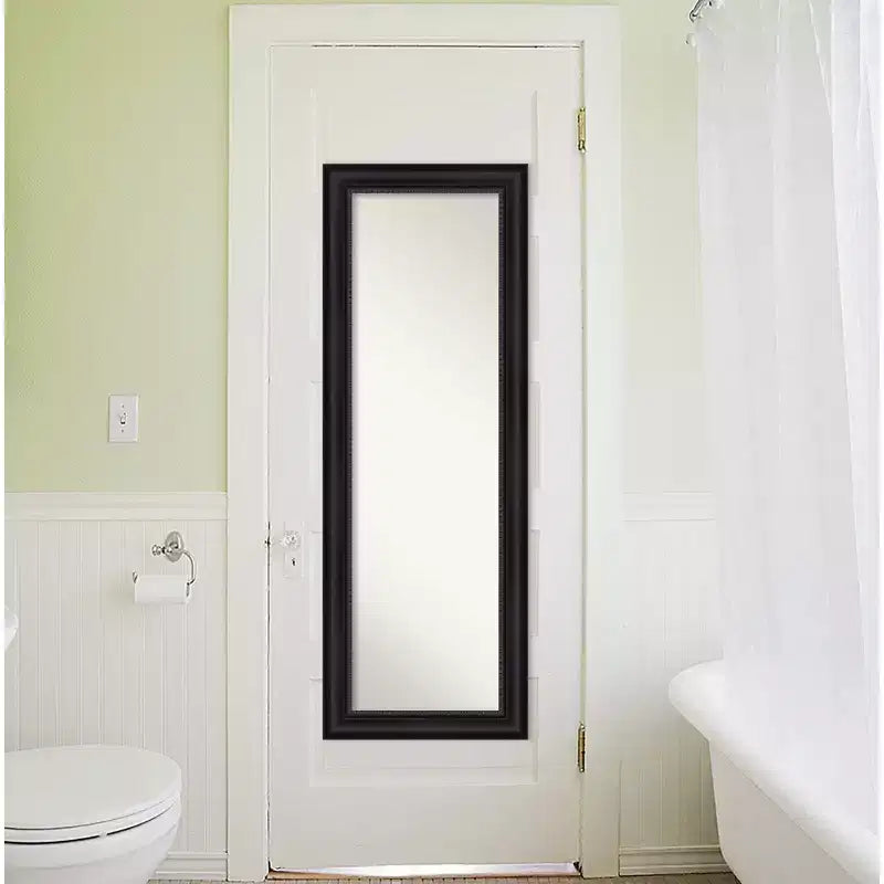 Miroir à cadre intégral Astor 19 po x 53 po à suspendre à la porte, noir - Amanti Art : Cadre en polystyrène, aucun assemblage requis