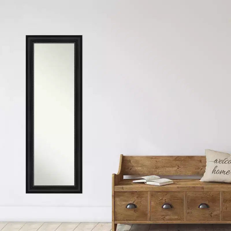Miroir à cadre intégral Astor 19 po x 53 po à suspendre à la porte, noir - Amanti Art : Cadre en polystyrène, aucun assemblage requis