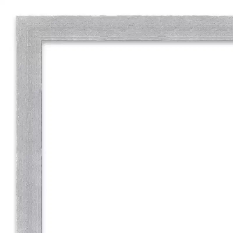 Miroir mural étroit Grace 30" x 24" sans biseau en nickel brossé - Amanti Art : Rectangle moderne, cadre en polystyrène