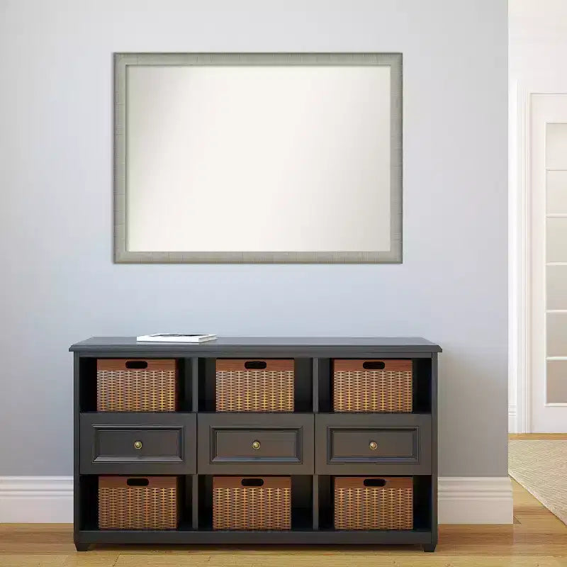 Miroir mural étroit élégant 41"x30" pour salle de bain, finition étain - Amanti Art : Quincaillerie de montage incluse