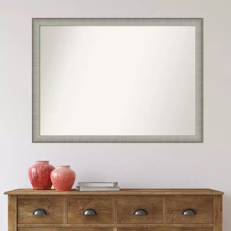 Miroir mural étroit élégant 41"x30" pour salle de bain, finition étain - Amanti Art : Quincaillerie de montage incluse