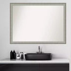 Miroir mural étroit élégant 41"x30" pour salle de bain, finition étain - Amanti Art : Quincaillerie de montage incluse