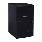 Space Solutions 18" Deep 2 Drawer Letter Width Vertical File Cabinet Black: Steel Office Filing, No Assembly Required