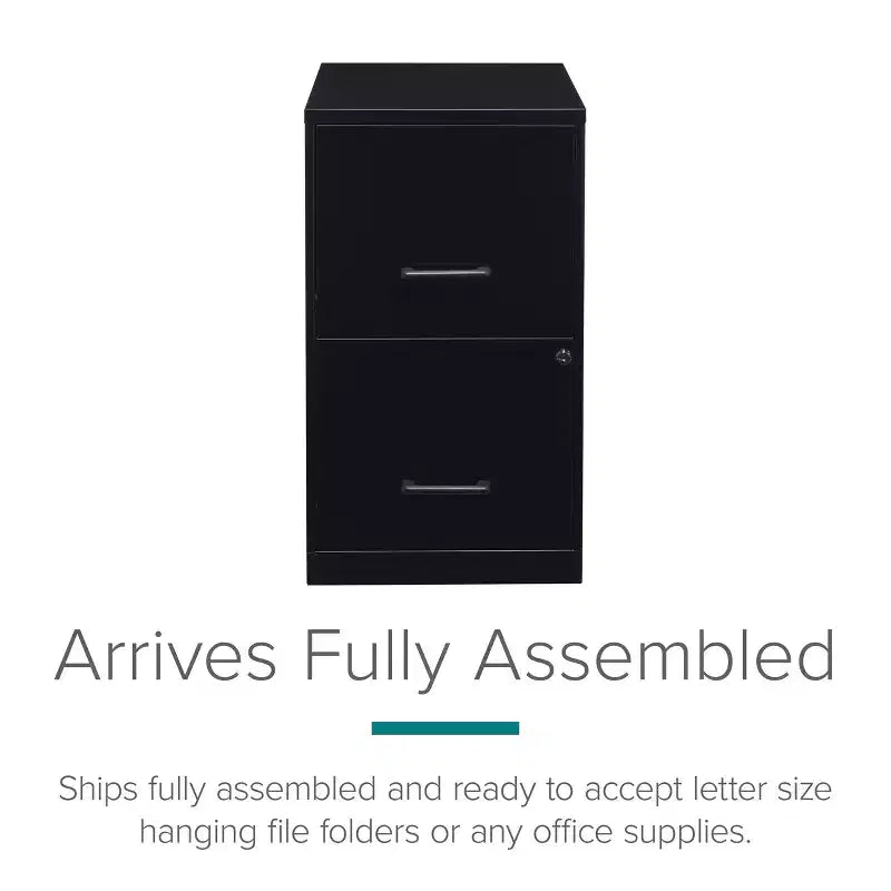 Solutions d'espace Classeur vertical à 2 tiroirs de 45,7 cm de profondeur, format Lettre, Noir : Rangement de bureau en acier, aucun assemblage requis