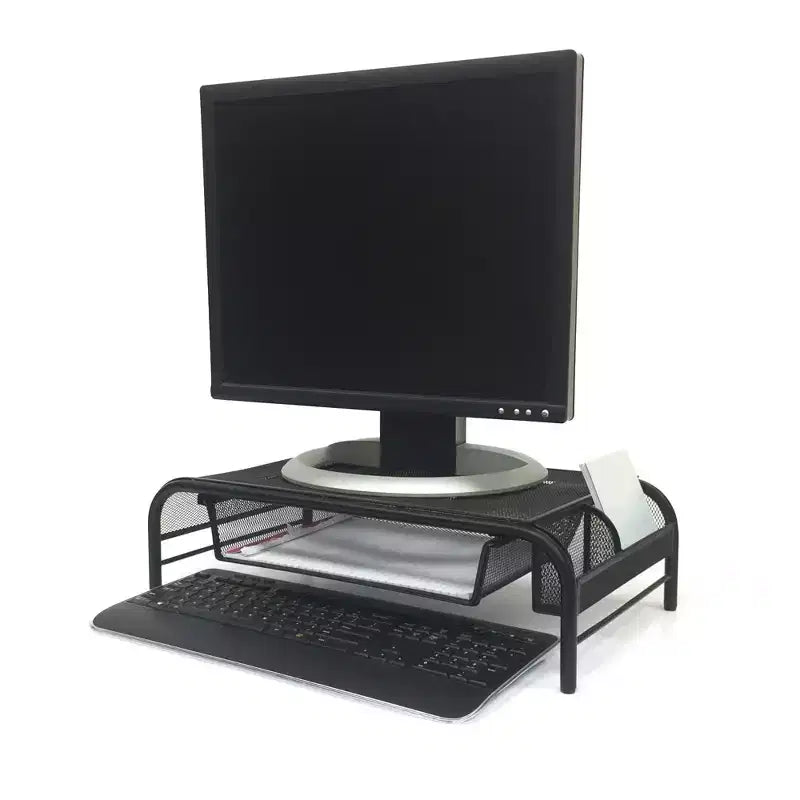 Support de moniteur Mind Reader, support surélevé ventilé pour ordinateur portable, bac à papier, bureau, maille métallique, 50,8 cm (L) x 29,2 cm (l) x 14 cm (H), lot de 2, noir