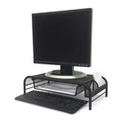 Support de moniteur Mind Reader, support surélevé ventilé pour ordinateur portable, bac à papier, bureau, maille métallique, 50,8 cm (L) x 29,2 cm (l) x 14 cm (H), lot de 2, noir