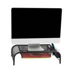 Support de moniteur Mind Reader, support surélevé ventilé pour ordinateur portable, bac à papier, bureau, maille métallique, 50,8 cm (L) x 29,2 cm (l) x 14 cm (H), lot de 2, noir