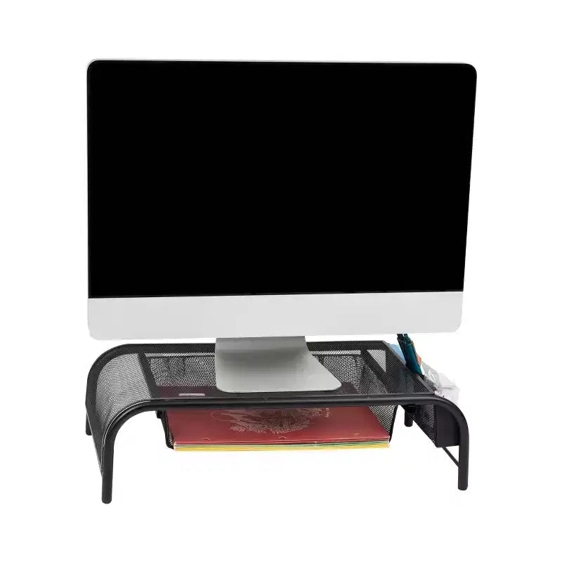Support de moniteur Mind Reader, support surélevé ventilé pour ordinateur portable, bac à papier, bureau, maille métallique, 50,8 cm (L) x 29,2 cm (l) x 14 cm (H), lot de 2, noir
