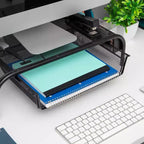 Support de moniteur Mind Reader, support surélevé ventilé pour ordinateur portable, bac à papier, bureau, maille métallique, 50,8 cm (L) x 29,2 cm (l) x 14 cm (H), lot de 2, noir