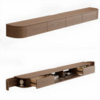 Meuble TV mural moderne marron foncé en bois avec lumière