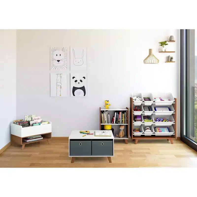 Humble Crew Morgan Bibliothèque Enfant Mid-Century 2 Étagères Bois/Blanc