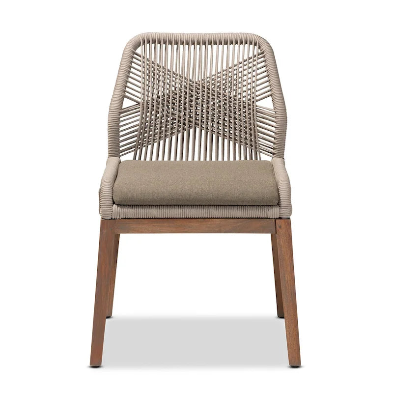 Chaise de salle à manger en acajou tressé de style transitionnel moderne — Gris