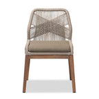 Chaise de salle à manger en acajou tressé de style transitionnel moderne — Gris
