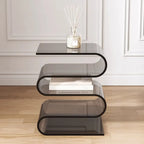 Table d'appoint contemporaine en acrylique en forme de S avec rangement