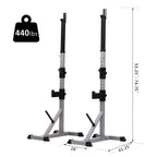 Soozier Rack à squat/banc de musculation en acier 2 pièces réglable en hauteur - N/A