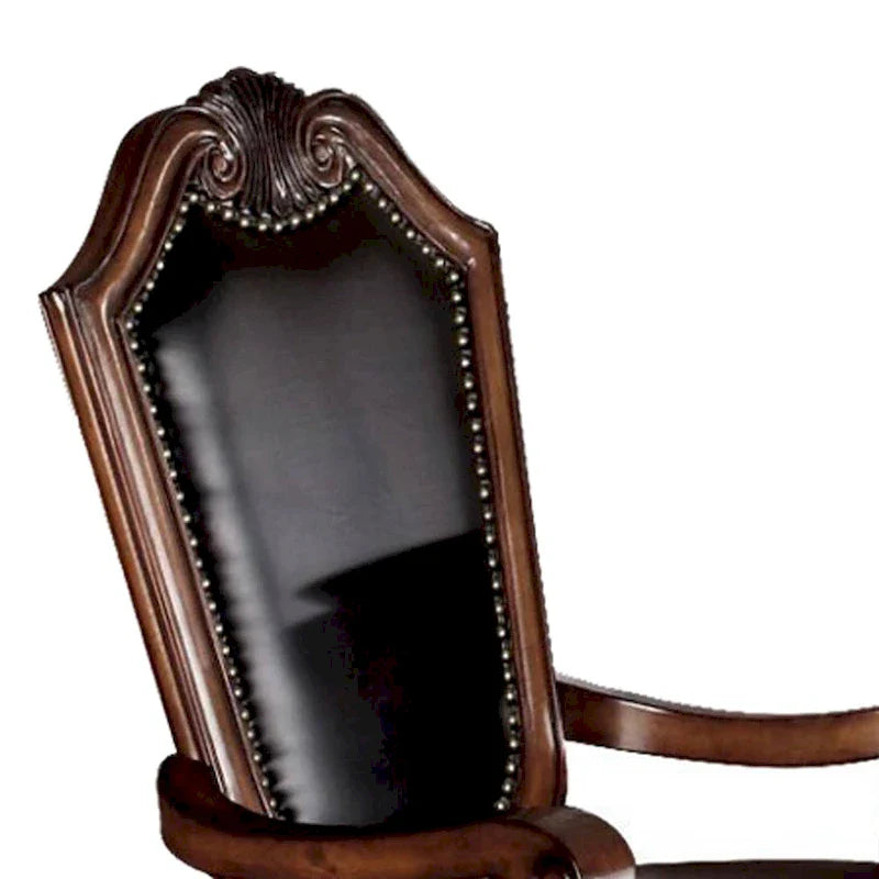 Fauteuil De Ville Château (Lot de 2) en PU Noir et Cerisier