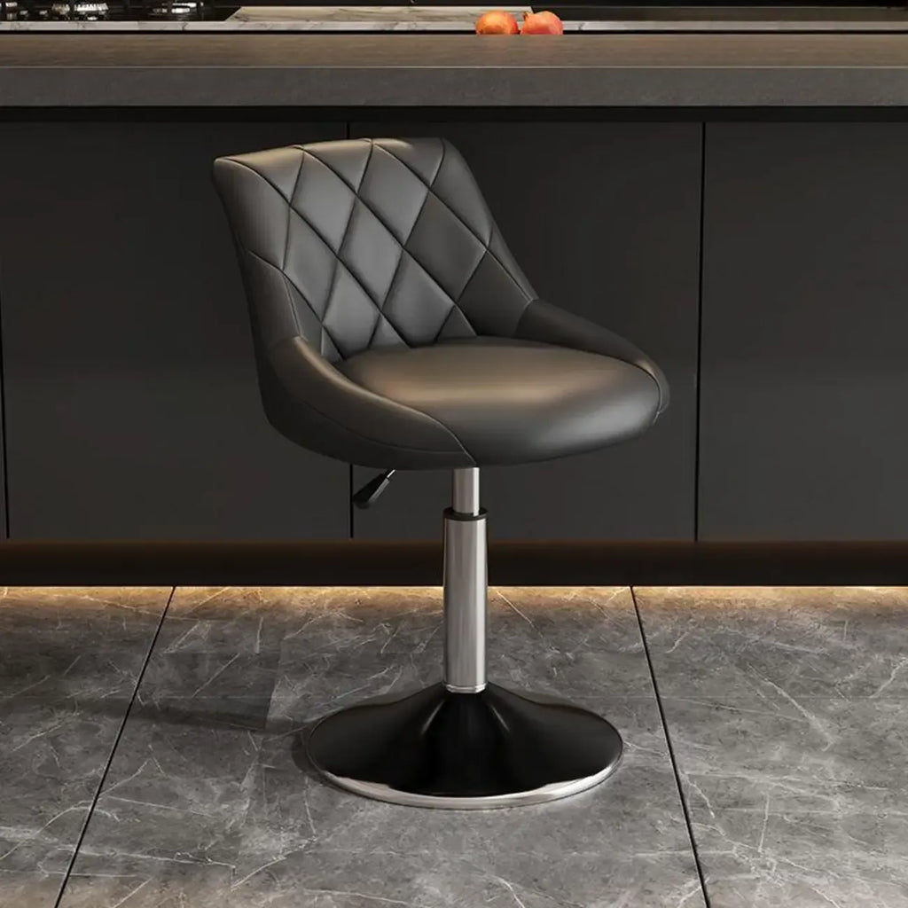 Tabouret de bar pivotant, capitonné en losanges, réglable, cuir PU noir et rouge